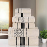 Sadie Zero Twist Cotton Solid and Jacquard Floral 6 Piece Towel Set - Towel Set by Superior Brand