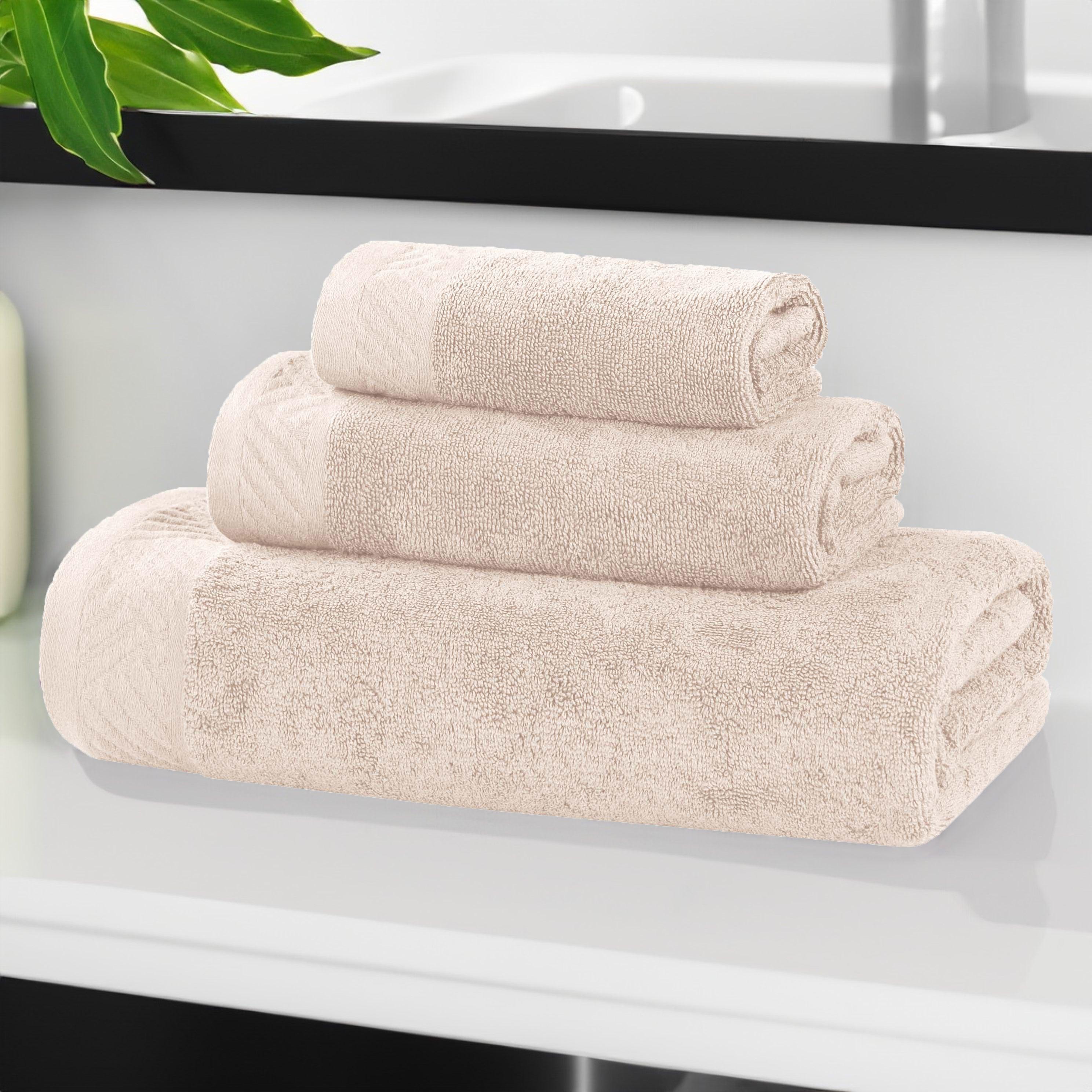 Egyptian Cotton Basketweave Solid Towel Set 3 Piece - Egyptian Cotton Towel Set by Superior Brand