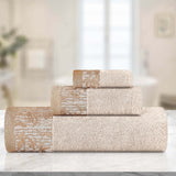 Wisteria Cotton Medium Weight Floral Jacquard Border 3 Piece Towel Set - Towel Set by Superior Brand