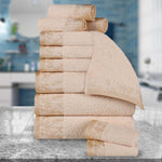 Wisteria Cotton Medium Weight Floral Jacquard Border 12 Piece Towel Set - Towel Set by Superior Brand