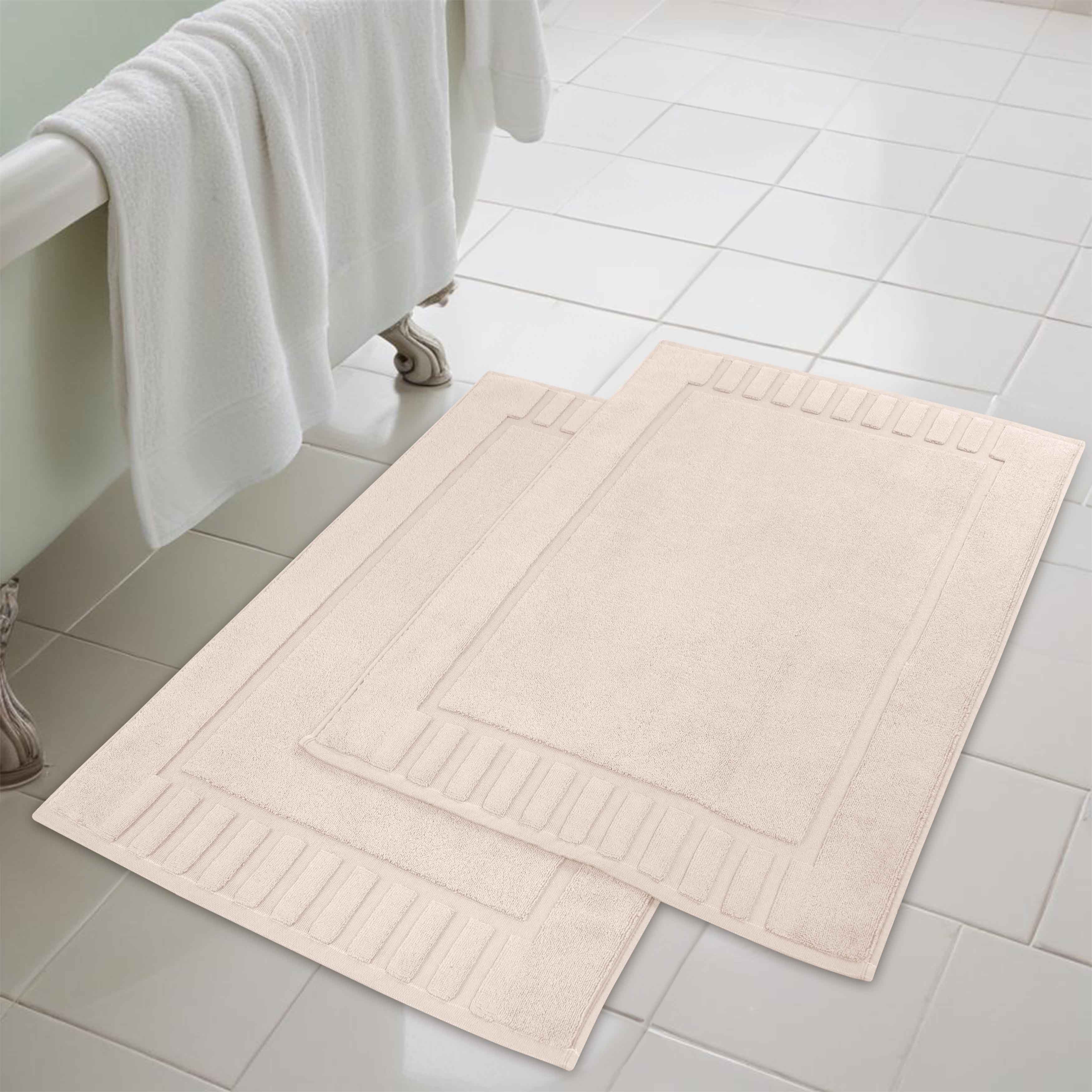 Leo Cotton Solid Modern Absorbent Heavy Washable Bath Mat Set of 2 - Bath Mats by Superior Brand