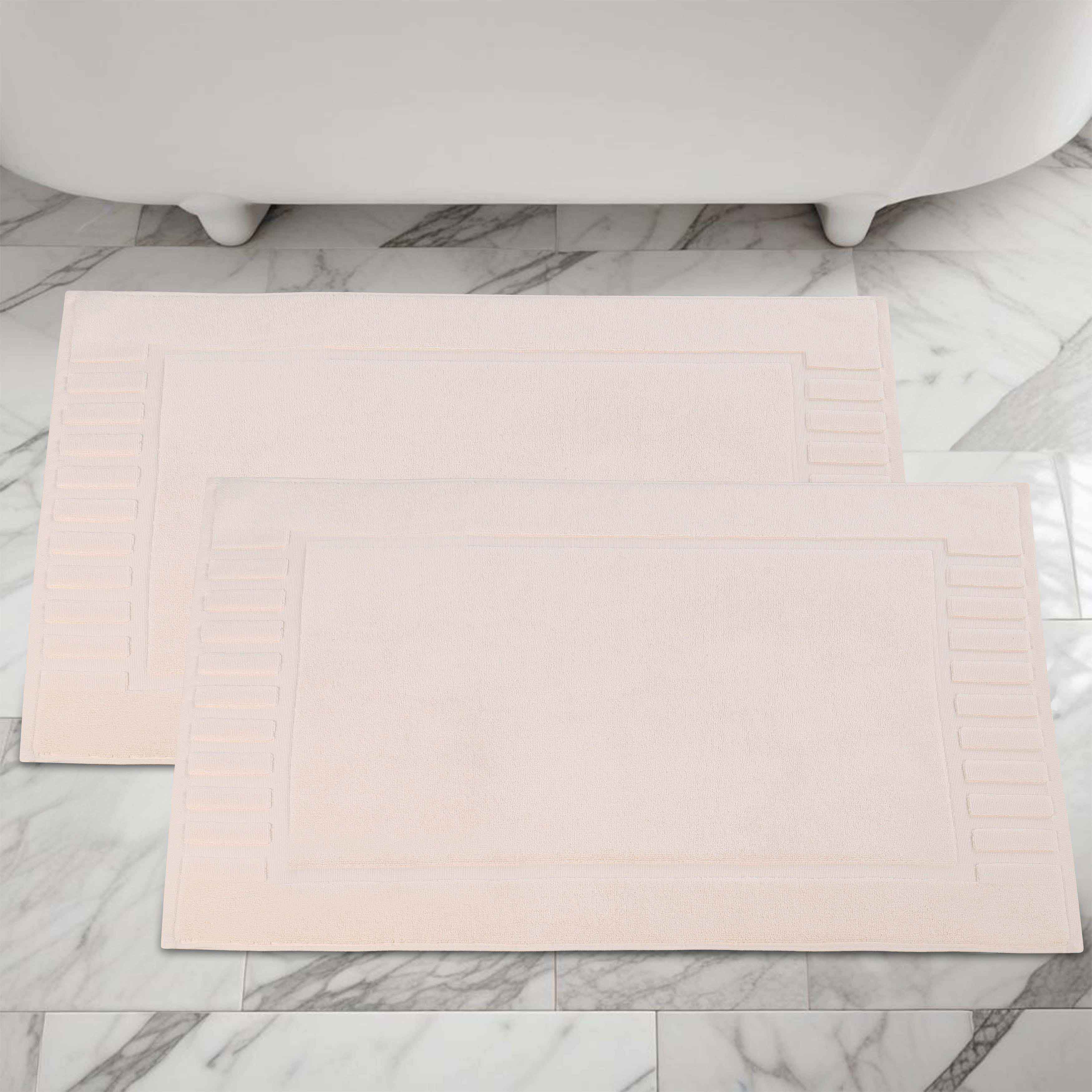 Leo Cotton Solid Modern Absorbent Heavy Washable Bath Mat Set of 2 - Bath Mats by Superior Brand