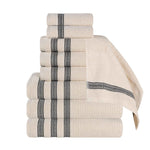Brea Zero Twist Cotton Ribbed Geometric Border 9 Piece Towel Set - Towel Set by Superior Brand
