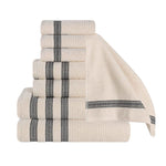 Brea Zero Twist Cotton Ribbed Geometric Border 8 Piece Towel Set - Towel Set by Superior Brand