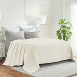 Milan Cotton Textured Jacquard Striped Lightweight Woven Blanket - Blanket by Superior Brand