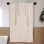 Chevron Zero Twist Jaquard Cotton 3 Piece Bathroom Towel Set - Towel Set by Superior Brand