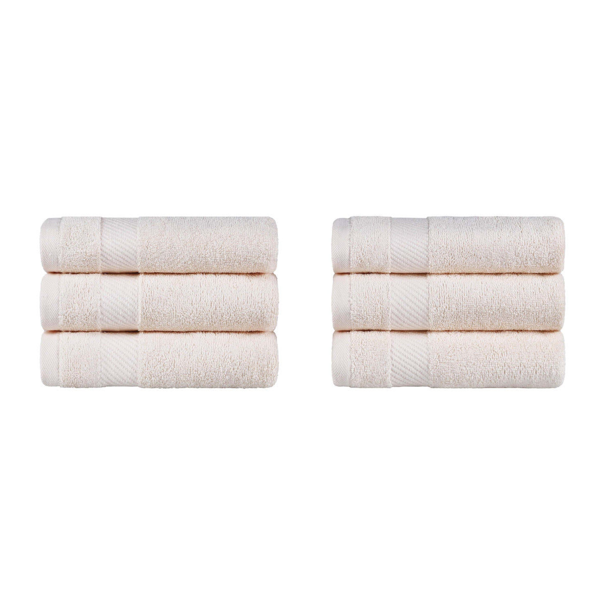 Egyptian Cotton Dobby Border Medium Weight 6 Piece Hand Towel Set