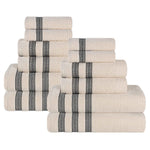 Brea Zero Twist Cotton Ribbed Geometric Border 12 Piece Towel Set - Towel Set by Superior Brand