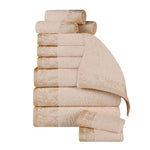 Wisteria Cotton Medium Weight Floral Jacquard Border 12 Piece Towel Set - Towel Set by Superior Brand