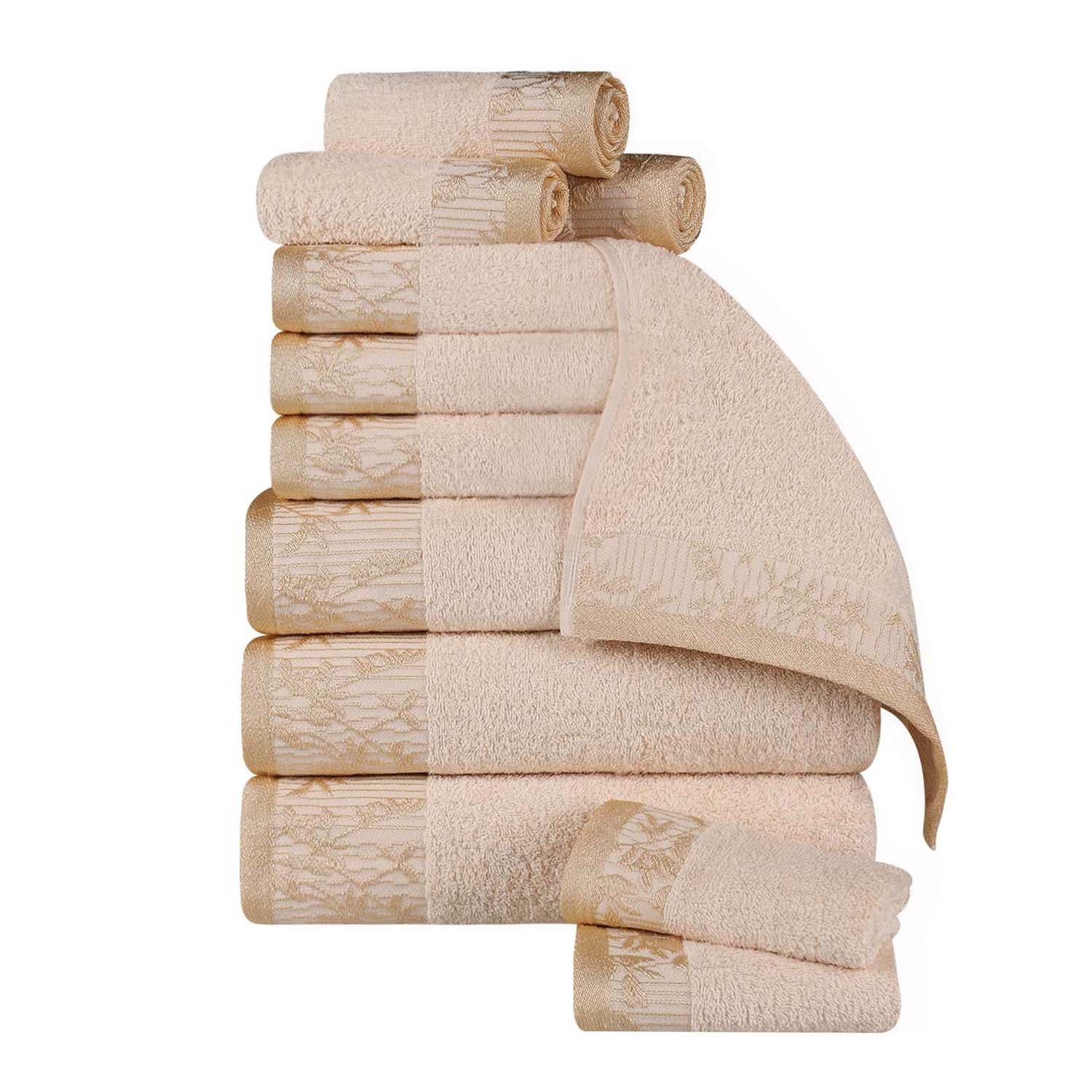 Wisteria Cotton Medium Weight Floral Jacquard Border 12 Piece Towel Set - Towel Set by Superior Brand