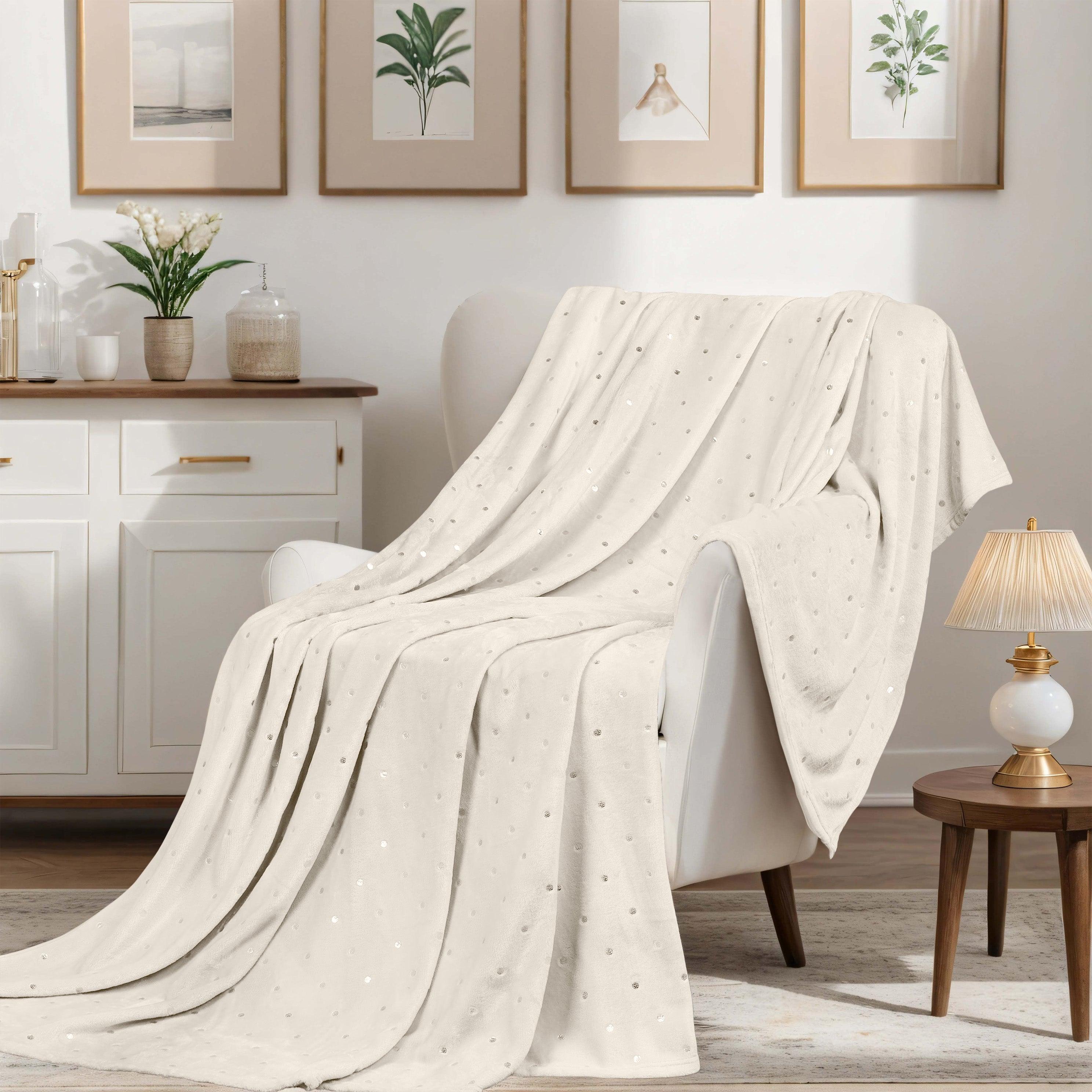 Fleece Plush Medium Weight Fluffy Soft Decorative Polka Dot Blanket - Blanket by Superior Brand