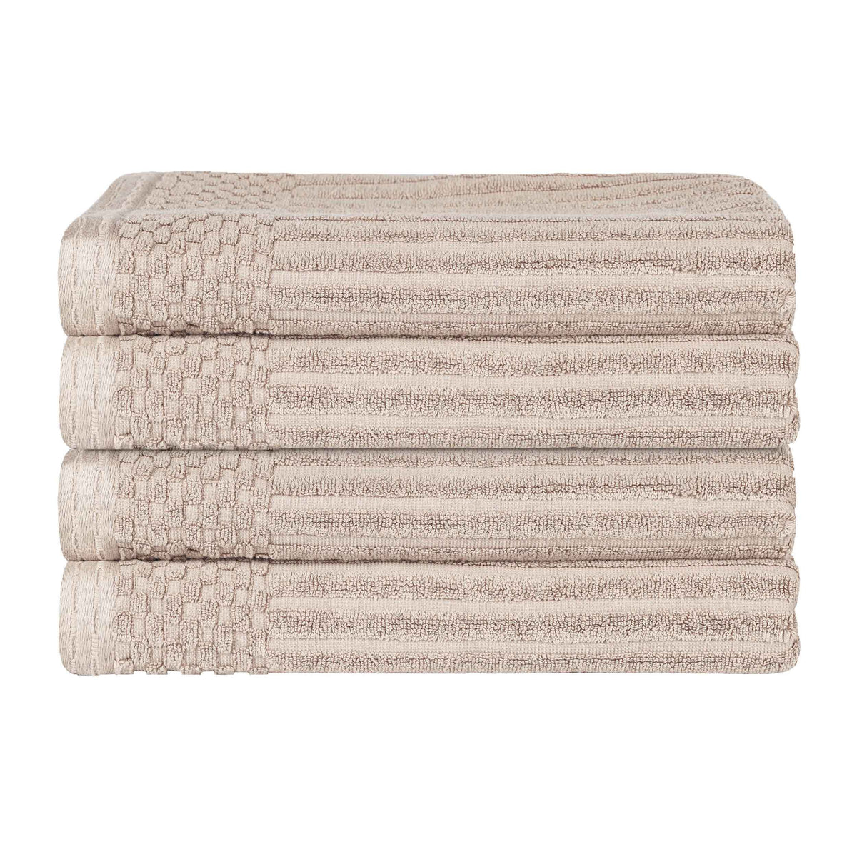 Soho Ribbed Cotton Absorbent Bath Towel Set of 4 - Ivory