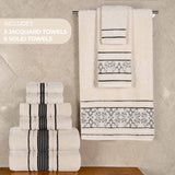 Zero-Twist Cotton Jacquard Towel Set 9 Piece - Sadie - Towel Set by Superior Brand