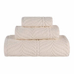 Chevron Zero Twist Jaquard Cotton 3 Piece Bathroom Towel Set - Towel Set by Superior Brand