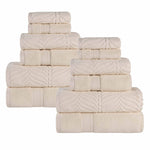 Chevron Zero Twist Solid and Jacquard Soft Cotton 12 Piece Towel Set - Towel Set by Superior Brand