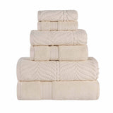Chevron Zero-Twist Cotton Jacquard and Solid Towel Set 6 Piece - Towel Set by Superior Brand