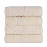 Zero Twist Cotton Solid and Jacquard Bath Towel Set of 4 - Bath Towel by Superior Brand