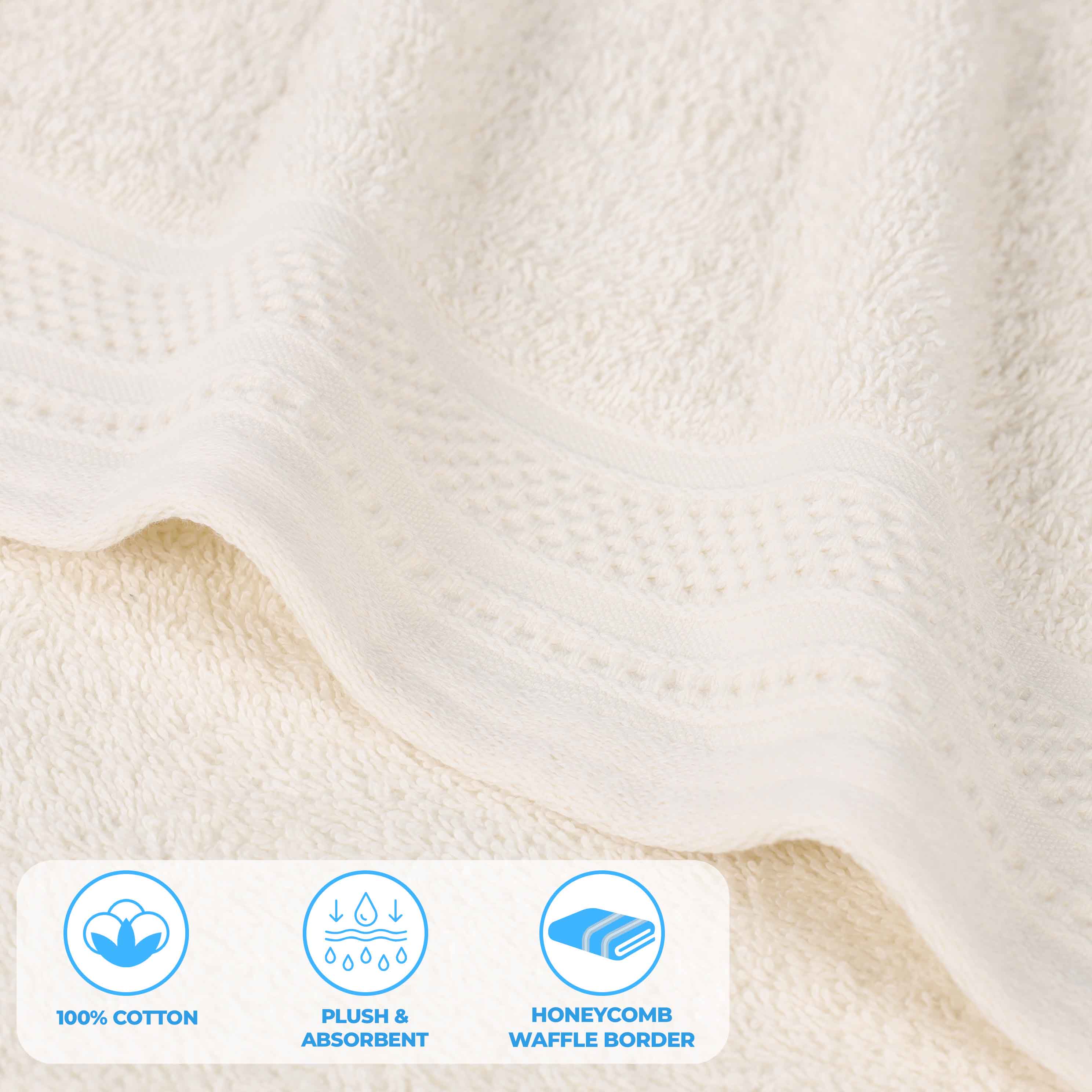 Cotton Waffle Border Towel Set 12-Piece - Honeycomb - Towel Set by Superior Brand