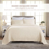 Lightweight Cotton Bedspread Sets 3-Piece Geometric Fret Jacquard Matelassé Scalloped - Bedspread by Superior Brand