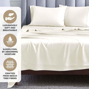 Modal From Beechwood 400 Thread Count Cooling Solid Pillowcase Set - Ivory
