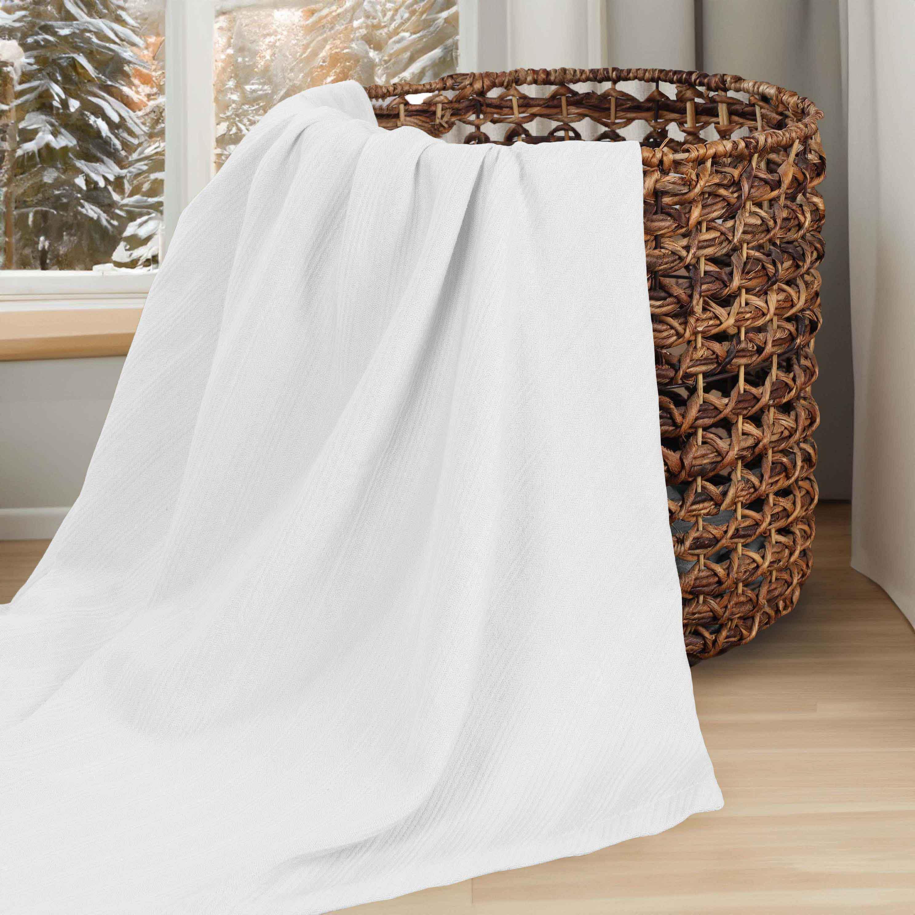 Milan Cotton Textured Jacquard Striped Lightweight Woven Blanket - Blanket by Superior Brand