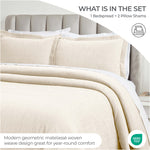 Zenith Cotton Medium Weight Geometric Matelasse Bedspread and Sham Set - Bedspread by Superior Brand
