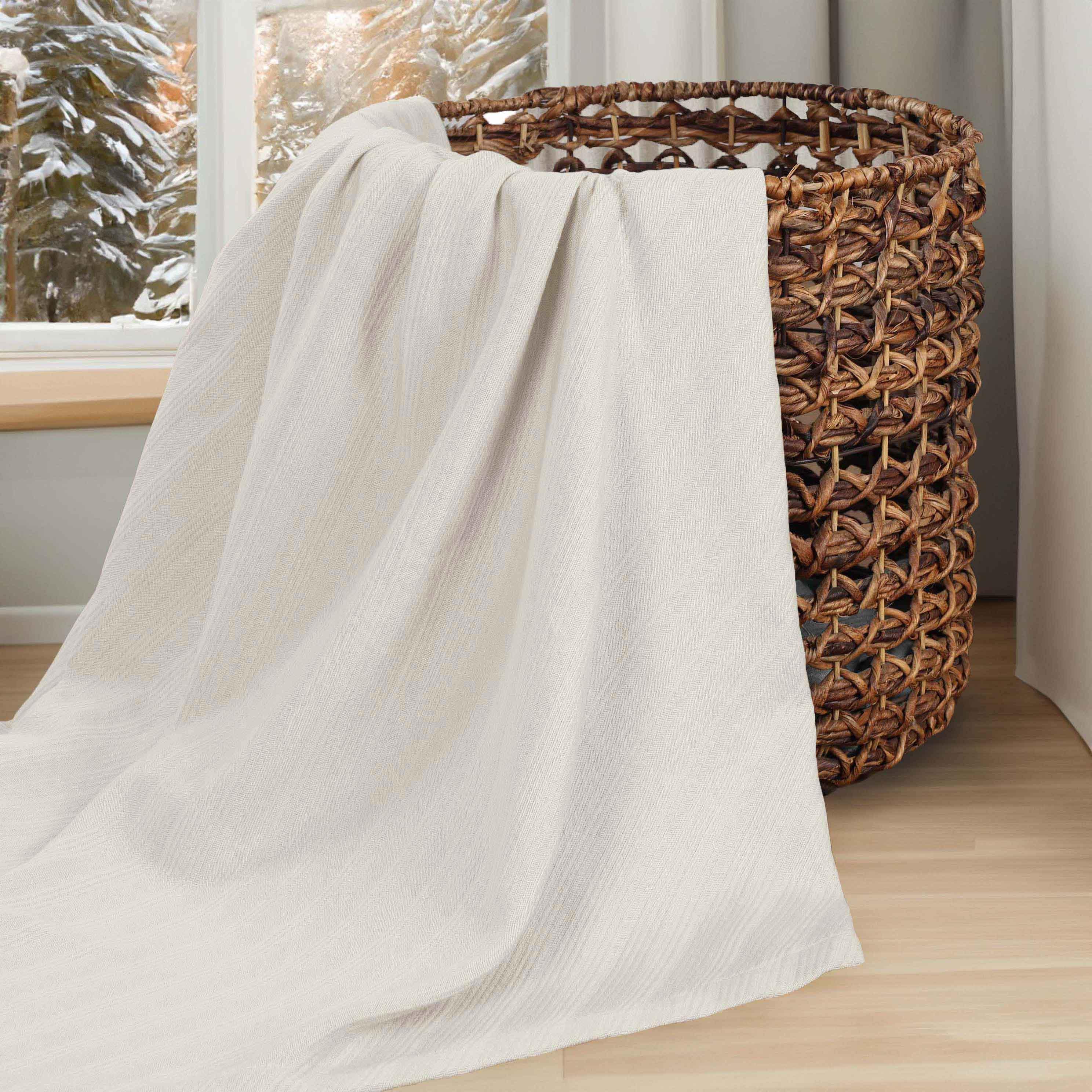 Milan Cotton Textured Jacquard Striped Lightweight Woven Blanket - Blanket by Superior Brand