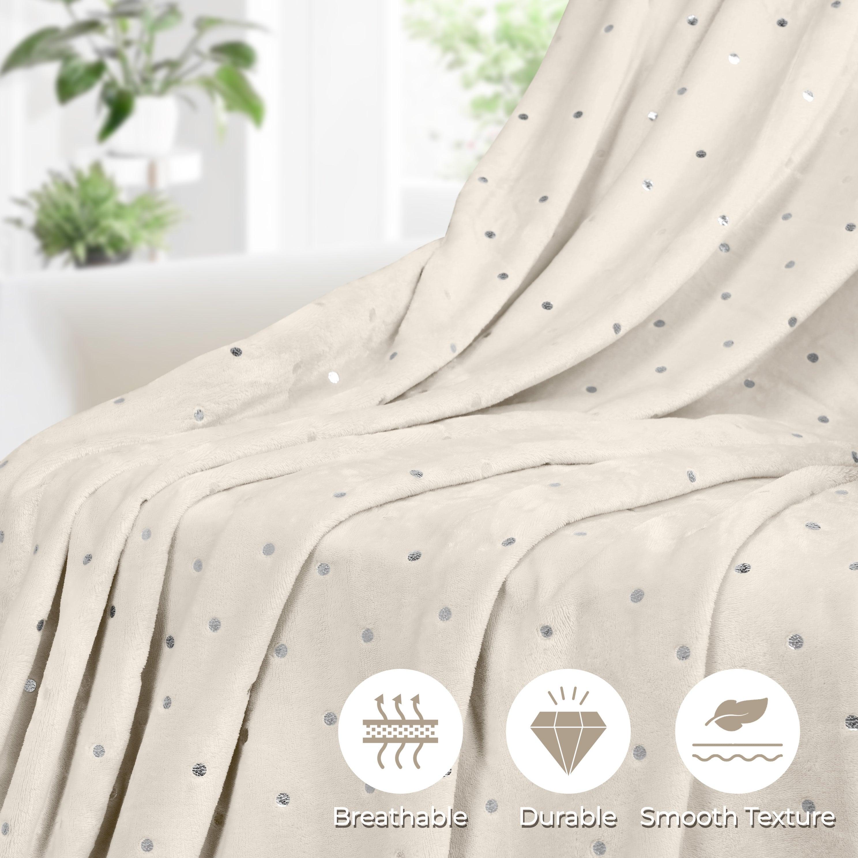 Fleece Plush Medium Weight Fluffy Soft Decorative Polka Dot Blanket - Blanket by Superior Brand