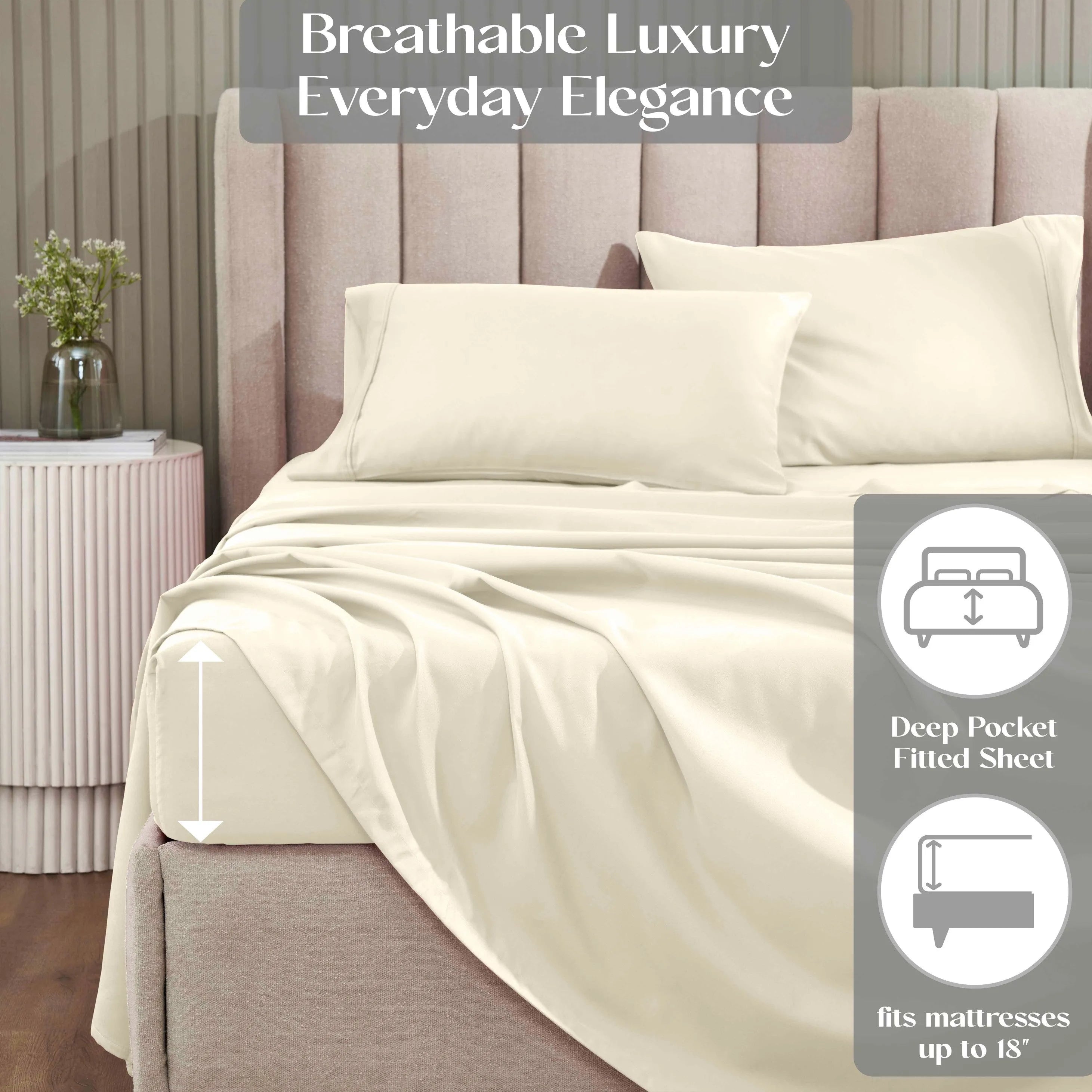 1200 Thread Count Cotton Rich Bed Sheet Set Solid Deep Pocket - Sheet Set by Superior Brand