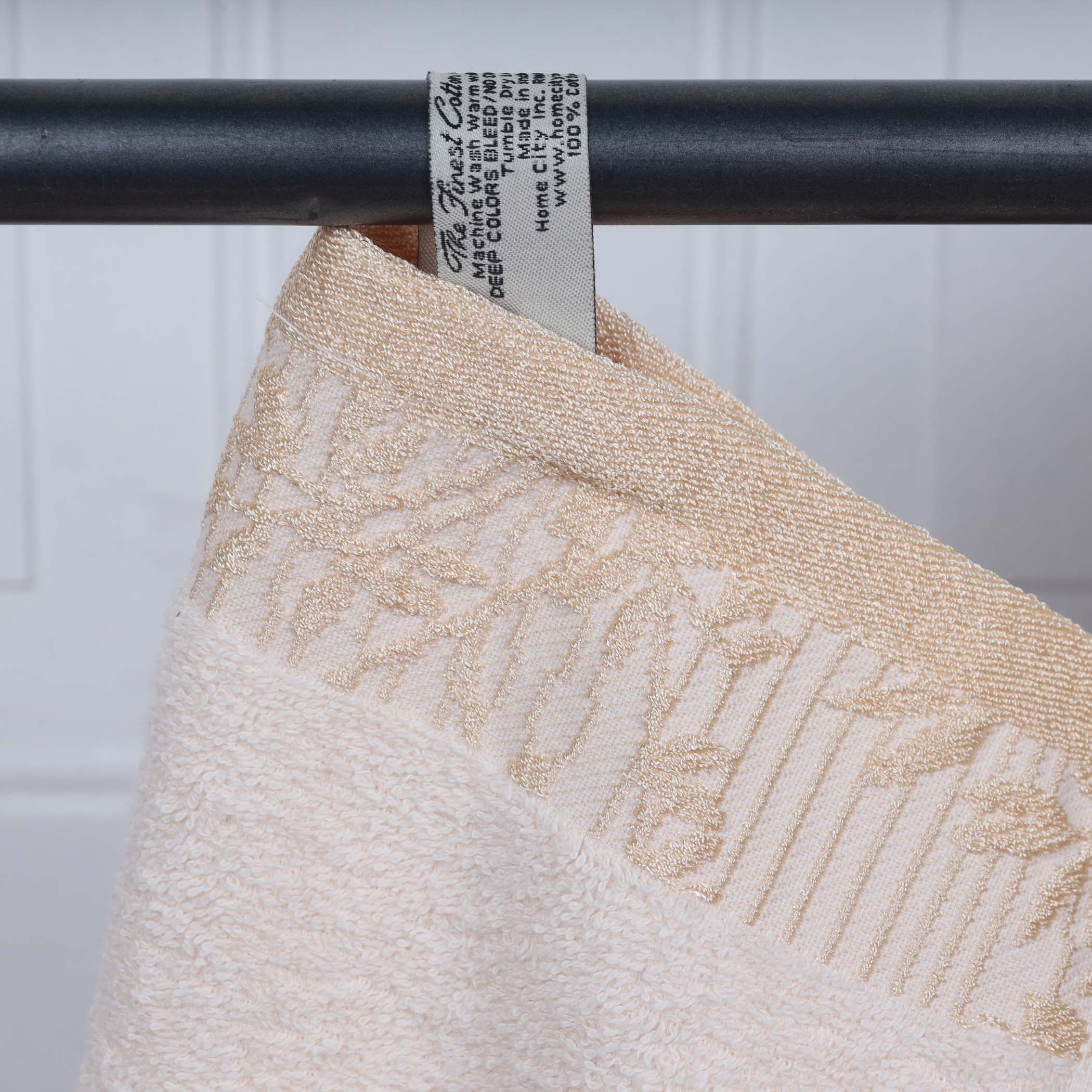 Cotton Floral Jacquard Border Bath Towel Set of 4 - Wisteria - Bath Towel by Superior Brand