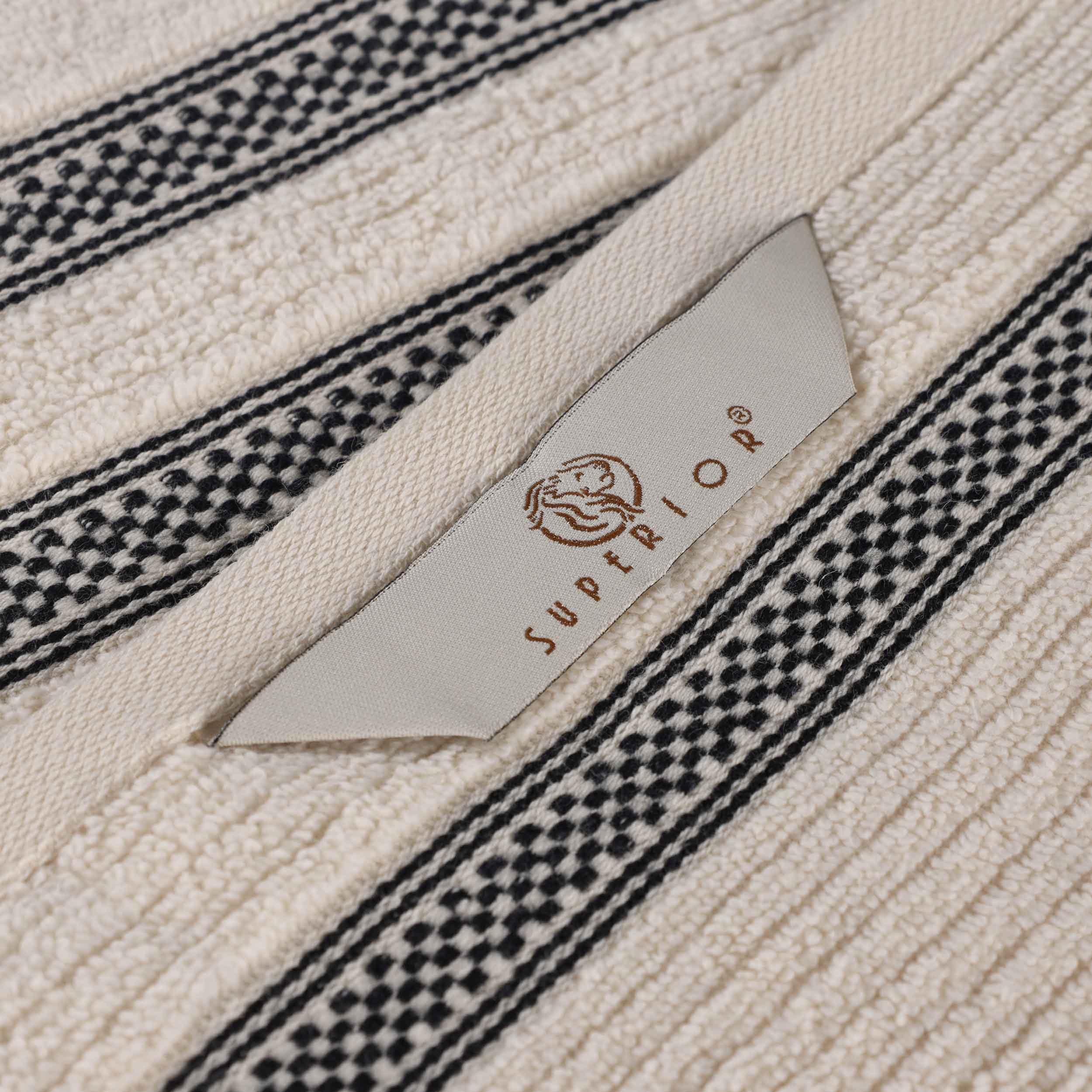 Brea Zero Twist Cotton Ribbed Geometric Border 12 Piece Towel Set - Towel Set by Superior Brand