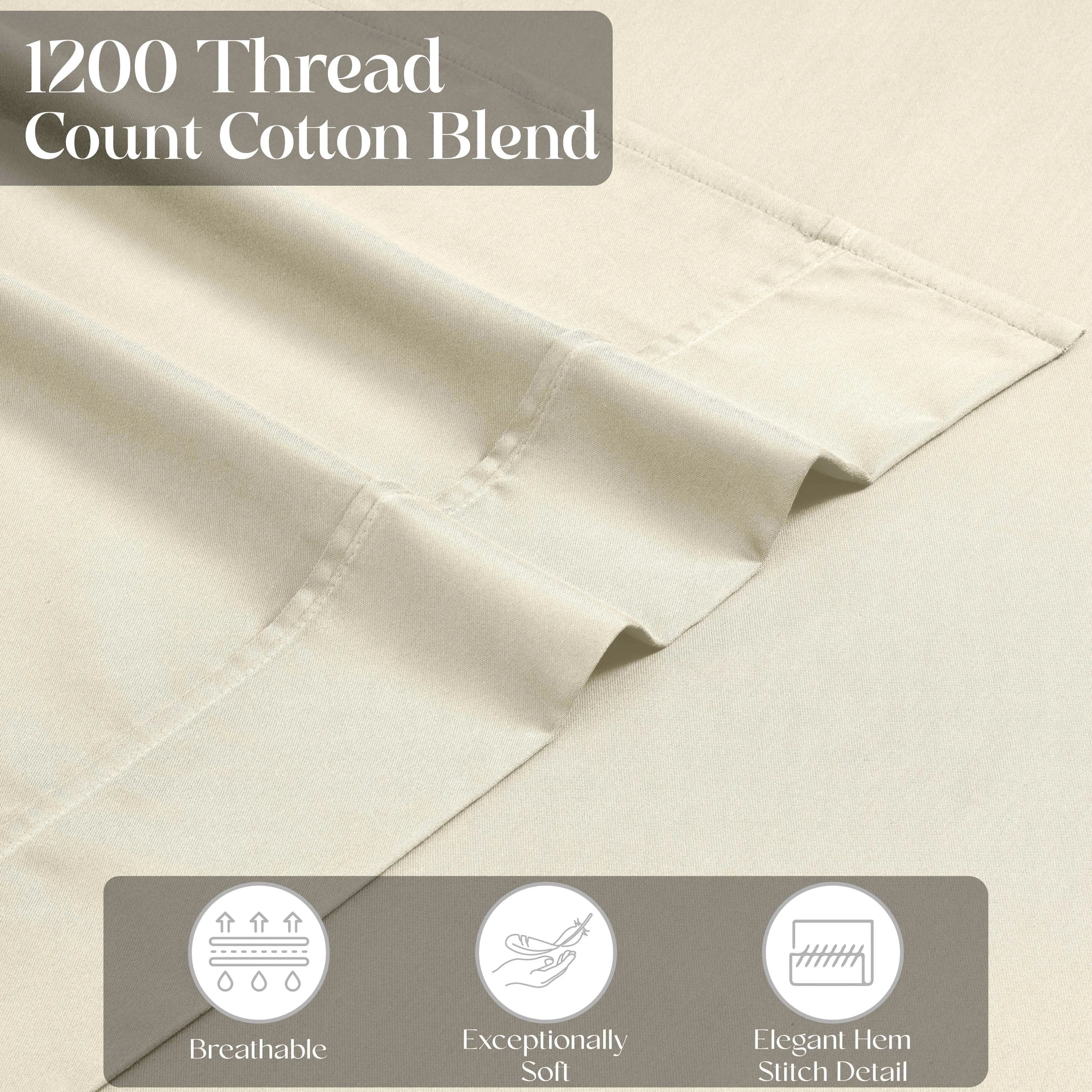 1200 Thread Count Cotton Rich Bed Sheet Set Solid Deep Pocket - Sheet Set by Superior Brand