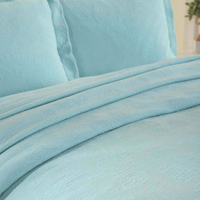 Jacquard Matelassé Paisley Cotton Bedspread Set - Aqua