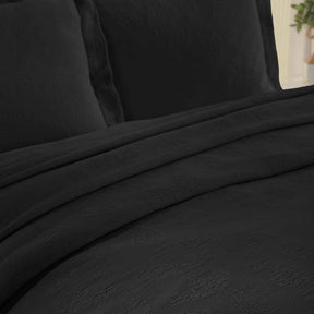 Jacquard Matelassé Paisley Cotton Bedspread Set - Black