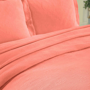 Jacquard Matelassé Paisley Cotton Bedspread Set - Coral