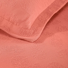 Jacquard Matelassé Paisley Cotton Bedspread Set - Coral