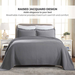 Jacquard Matelassé Paisley Cotton Bedspread Set - Grey