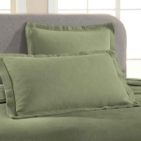Jacquard Matelassé Paisley Cotton Bedspread Set - Sage
