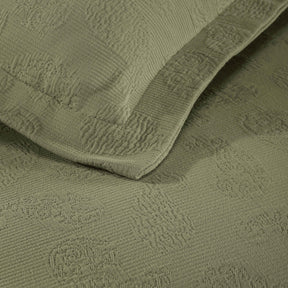 Jacquard Matelassé Paisley Cotton Bedspread Set - Sage