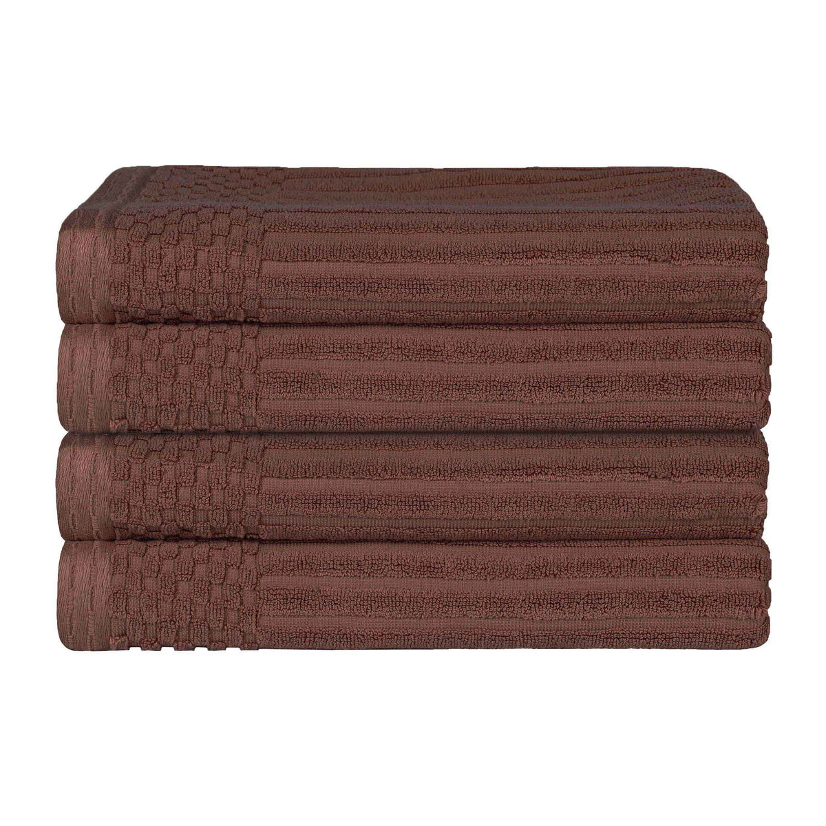 Soho Ribbed Cotton Absorbent Bath Towel Set of 4 - Java
