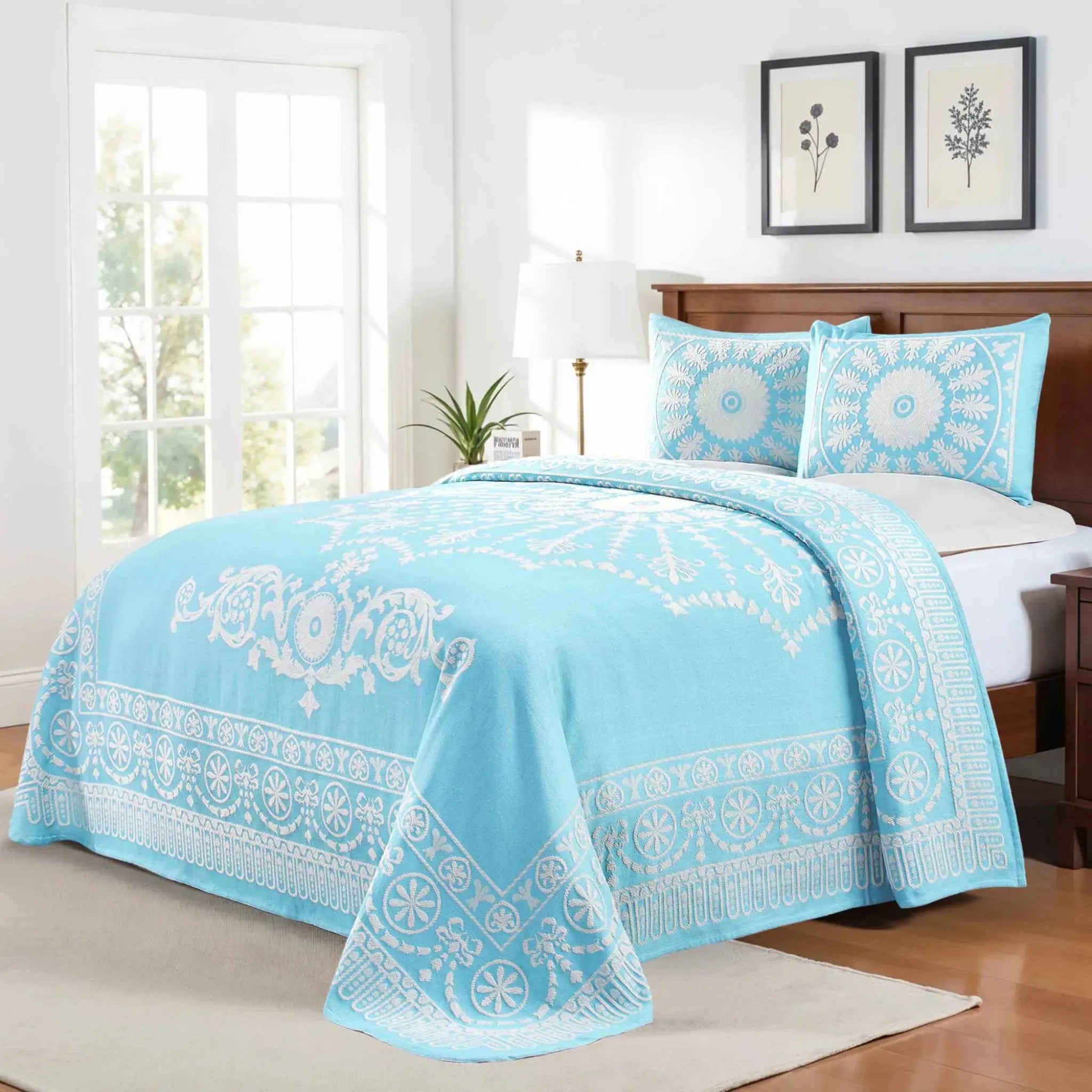 Kymbal Cotton Blend Woven Medallion Jacquard Bedspread Set - Bedspread by Superior