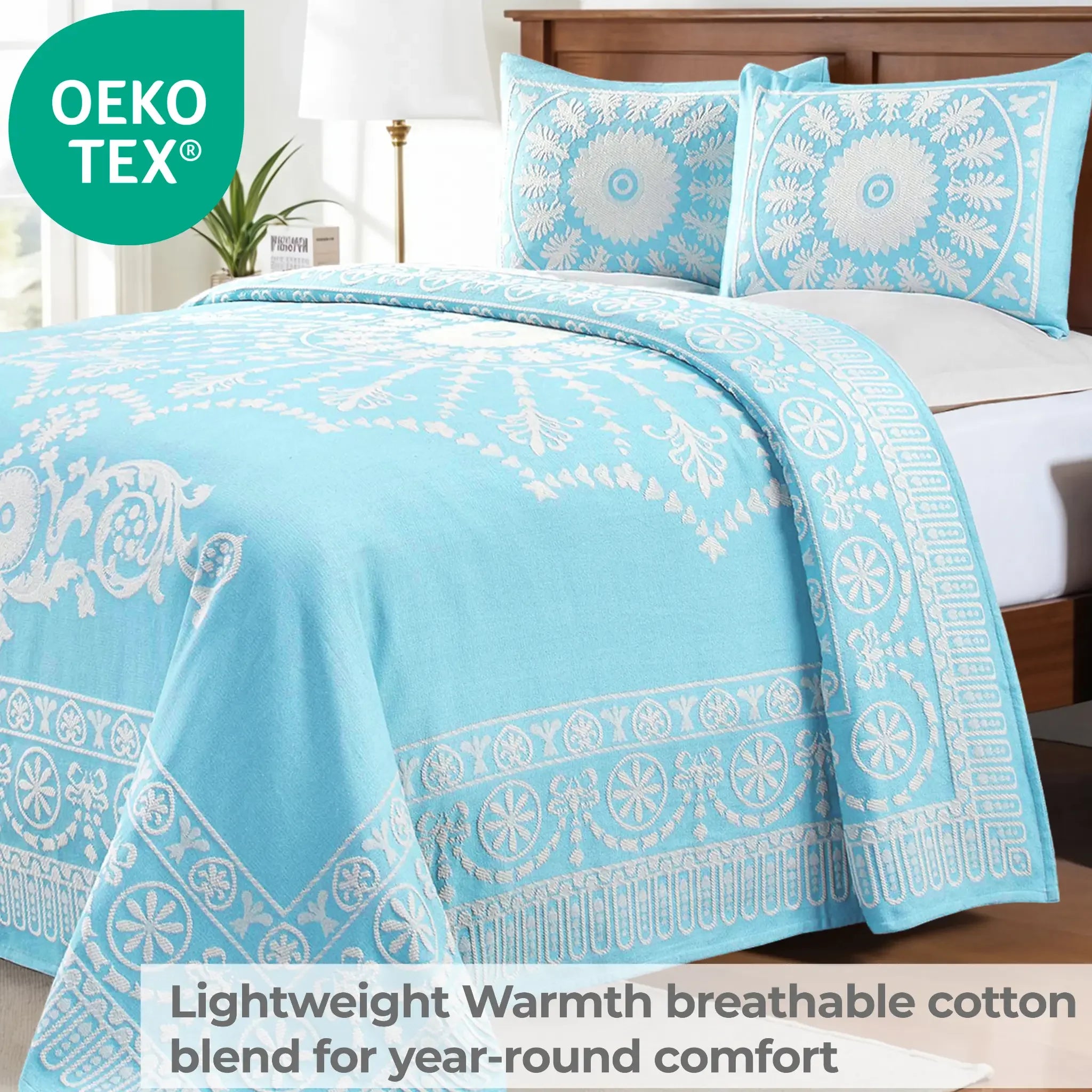 Kymbal Cotton Blend Woven Medallion Jacquard Bedspread Set - Bedspread by Superior Brand