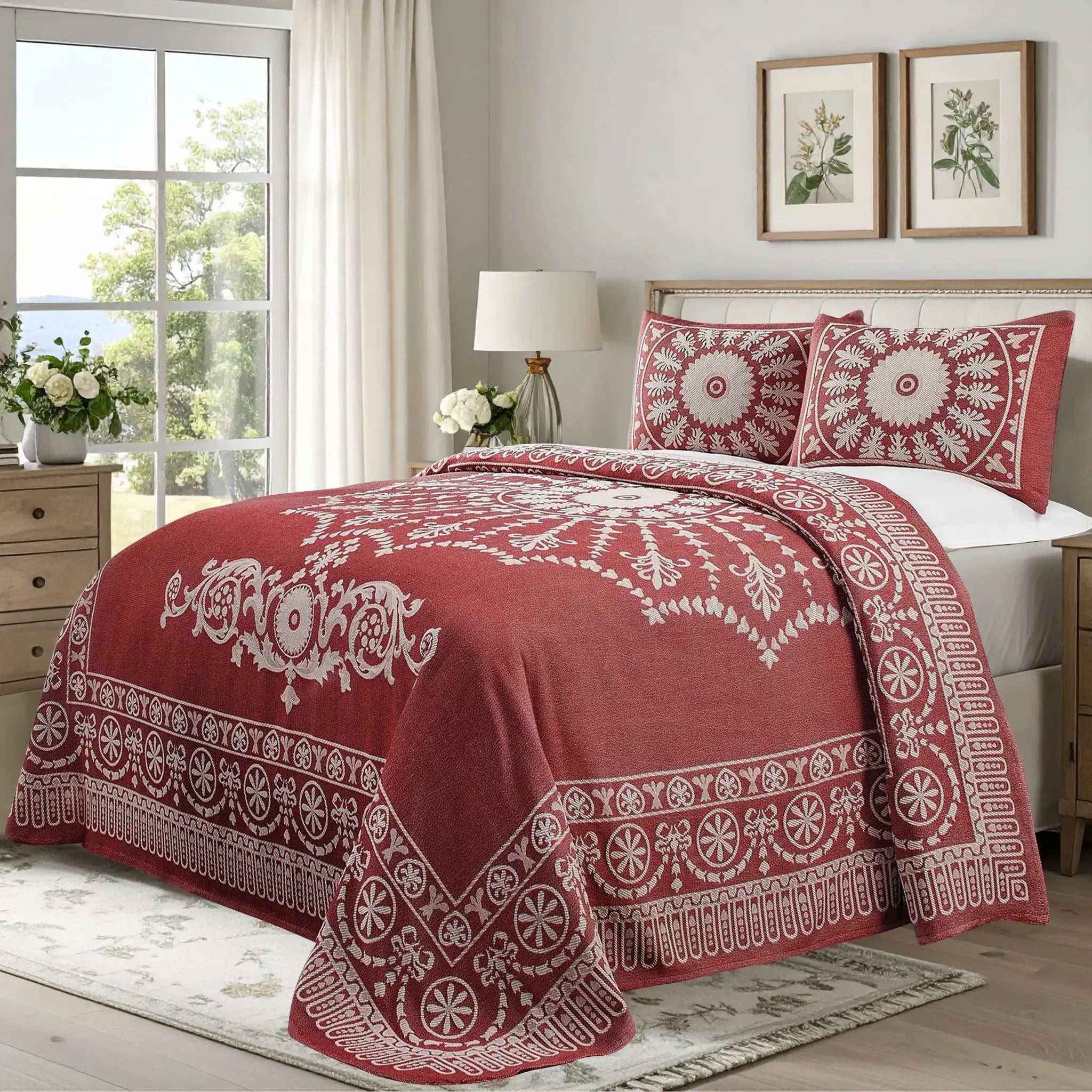 Kymbal Cotton Blend Woven Medallion Jacquard Bedspread Set - Bedspread by Superior Brand