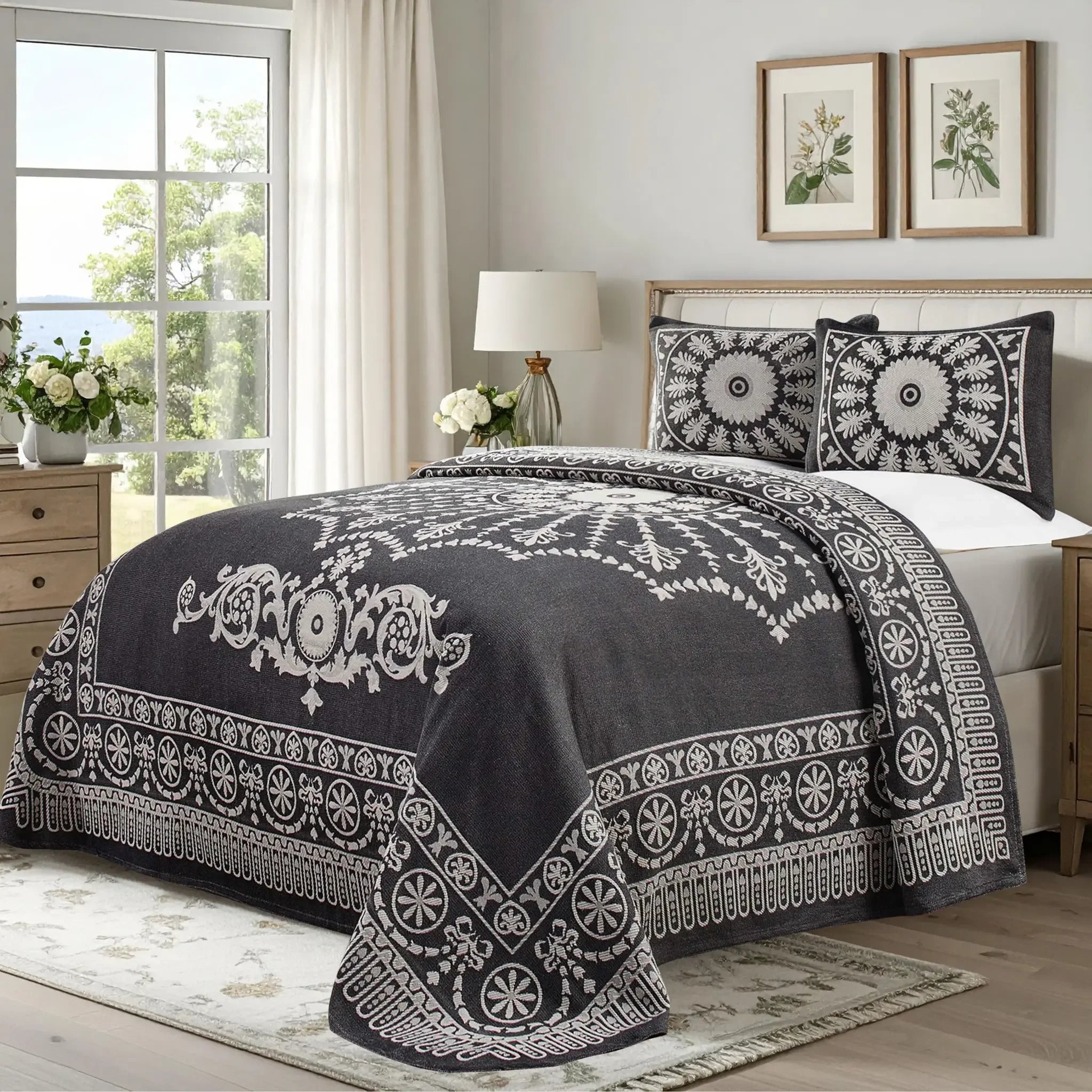 Kymbal Cotton Blend Woven Medallion Jacquard Bedspread Set - Bedspread by Superior Brand