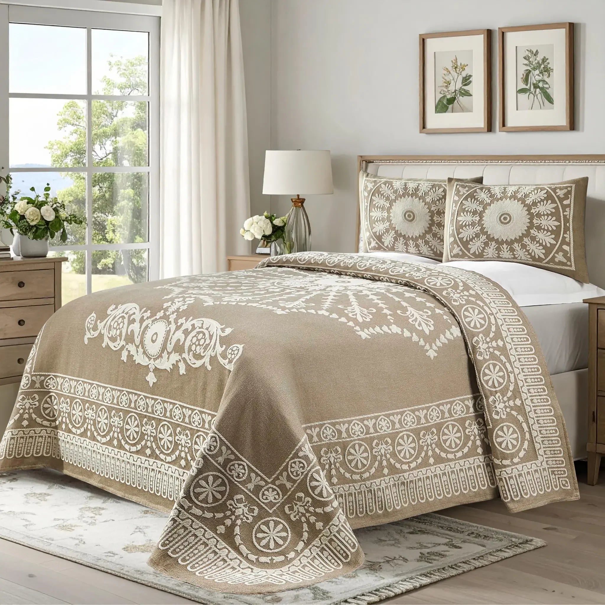 Kymbal Cotton Blend Woven Medallion Jacquard Bedspread Set - Bedspread by Superior Brand