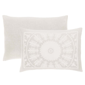 Superior Kymbal Cotton Blend Woven Traditional Medallion Lightweight Jacquard Bedspread and Sham Set - Off White