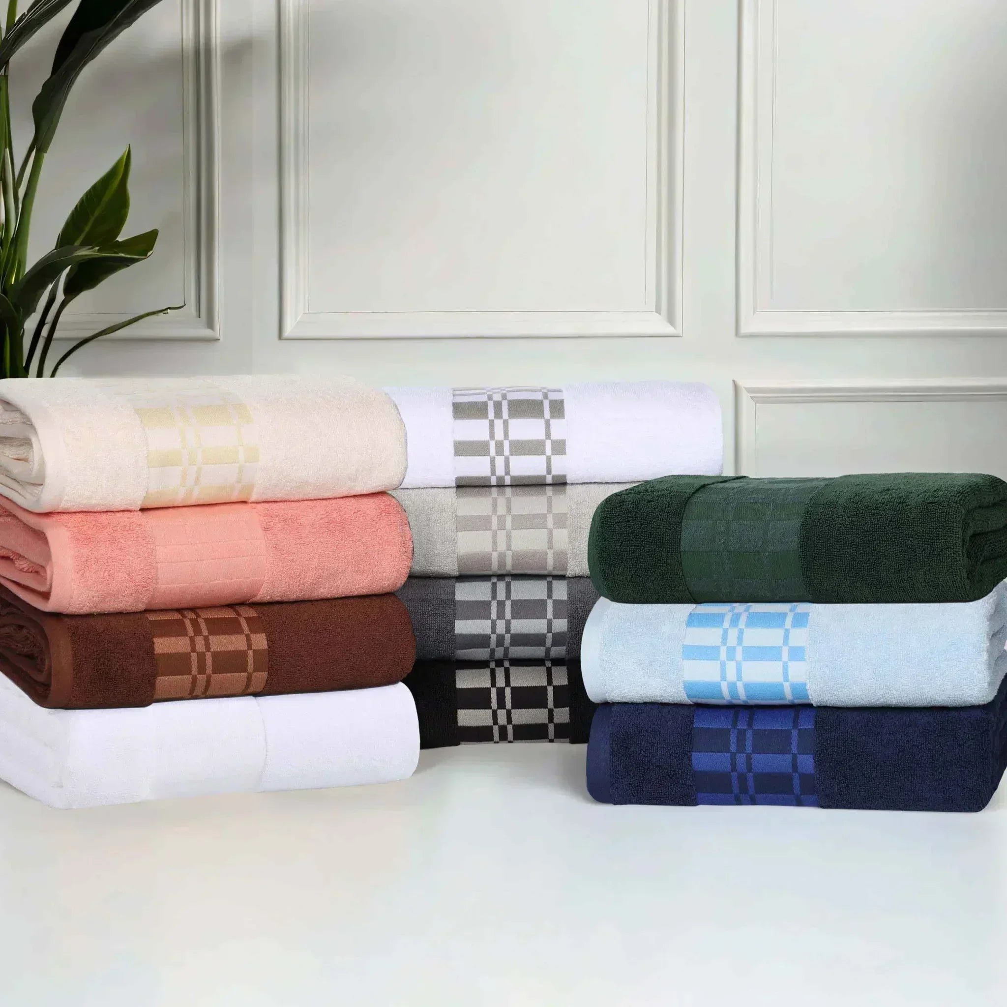 Larissa Cotton Geometric Border 3 Piece Assorted Towel Set - Towel Set by Superior Brand