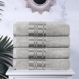 Larissa Cotton Geometric Border Bath Towel Set of 4 - Bath Towel by Superior Brand
