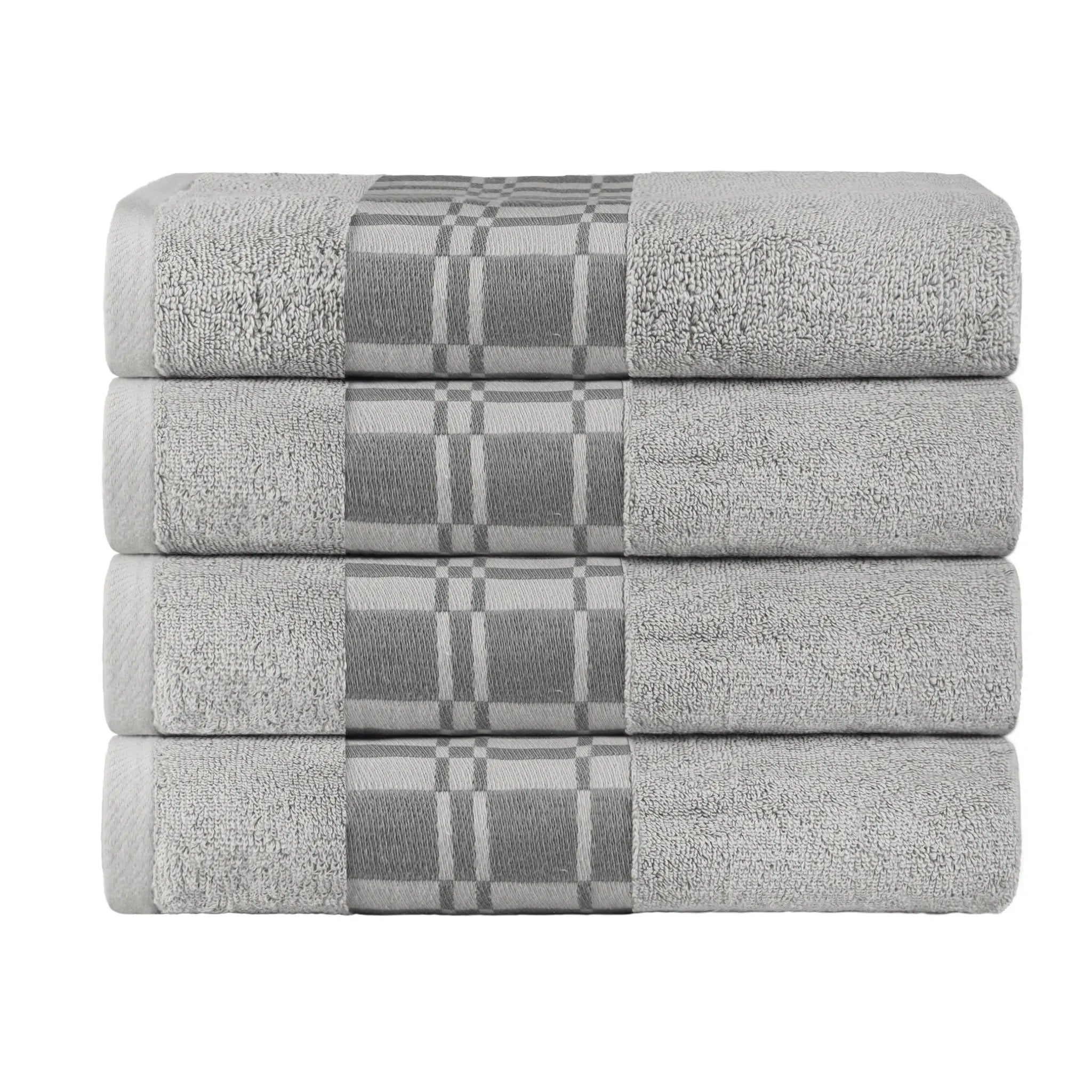 Larissa Cotton Geometric Border Bath Towel Set of 4 - Bath Towel by Superior Brand