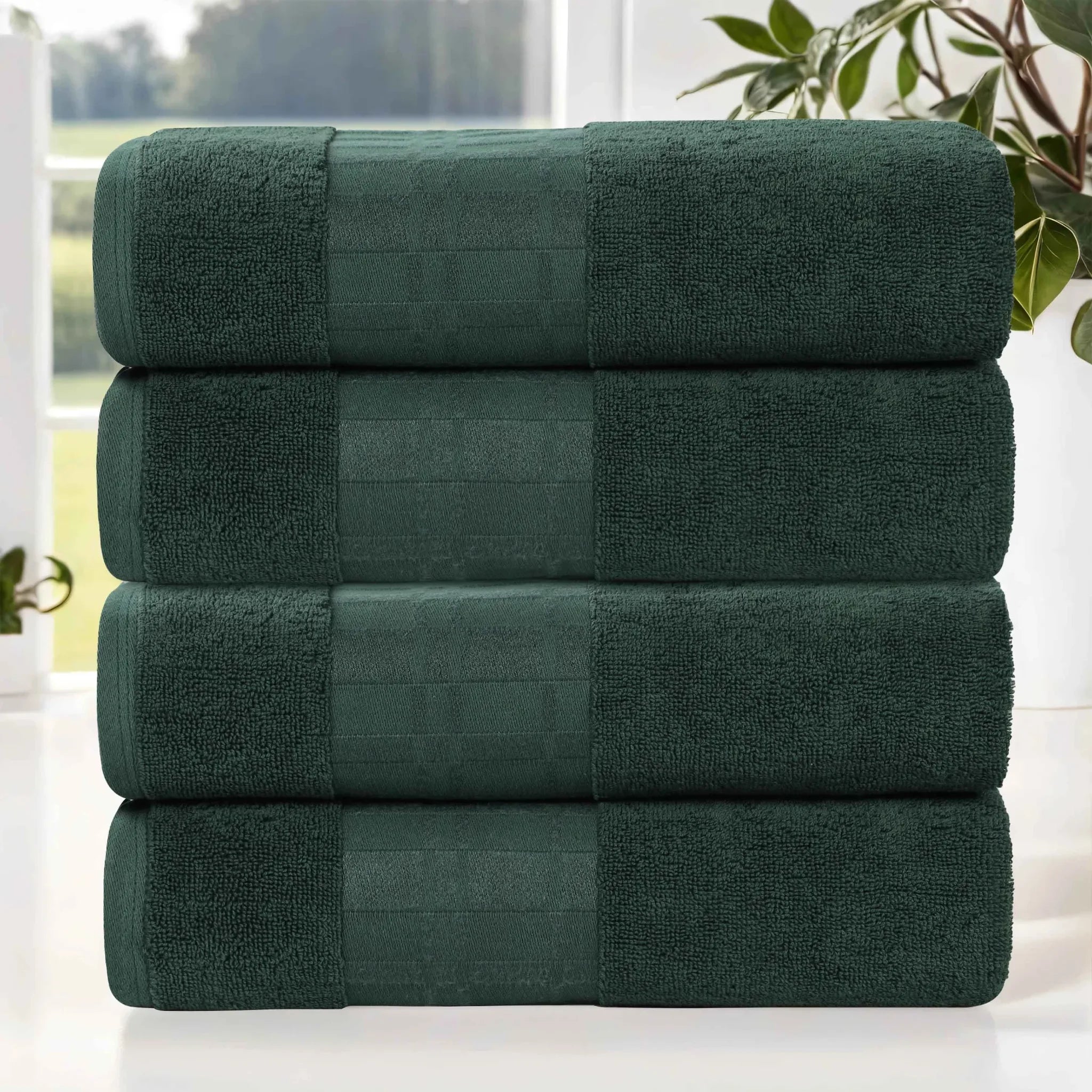 Larissa Cotton Geometric Border Bath Towel Set of 4 - Bath Towel by Superior Brand
